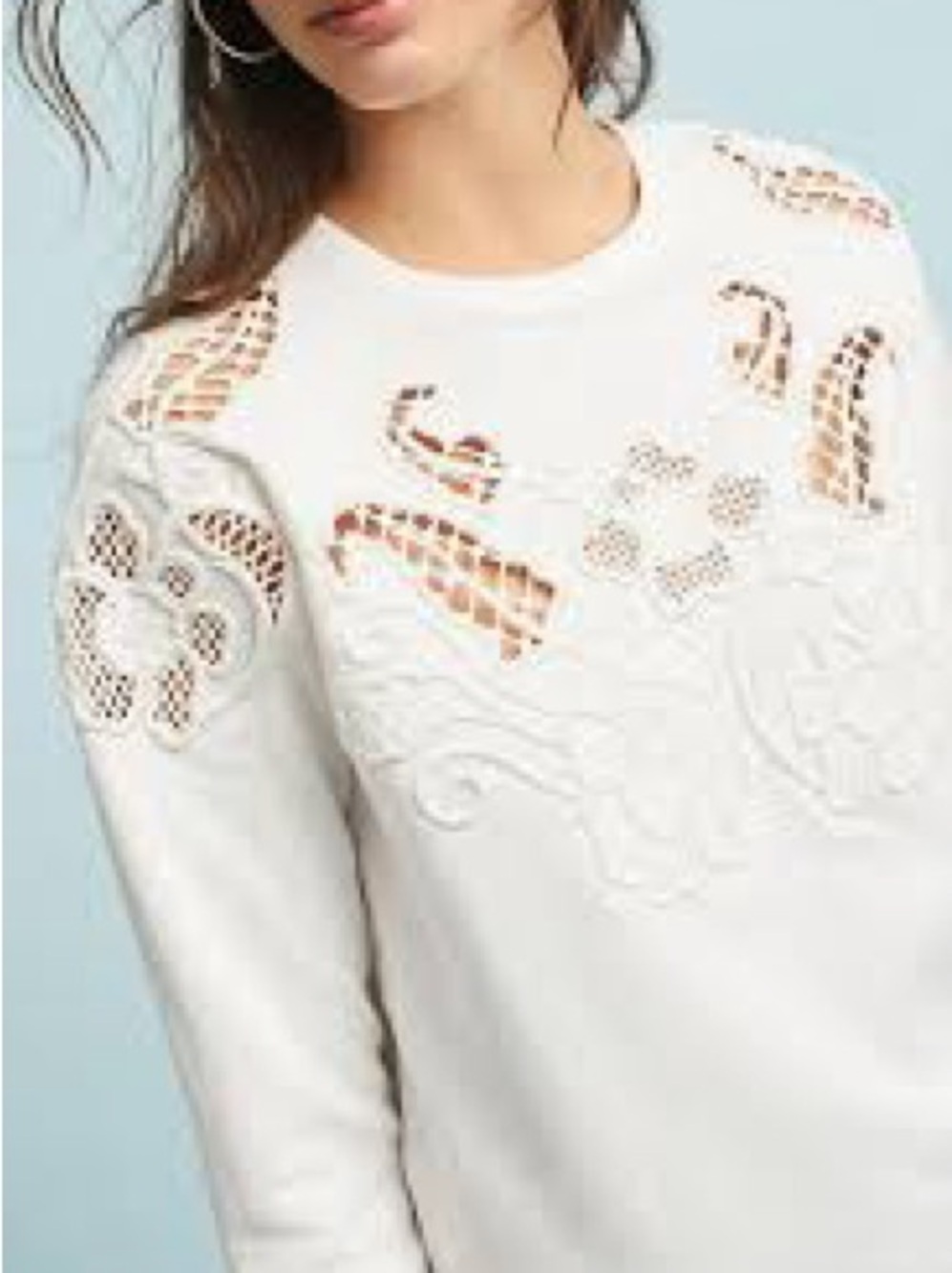 Anthropologie Seen Worn Kept Cut Out Embroidered Sweatshirt